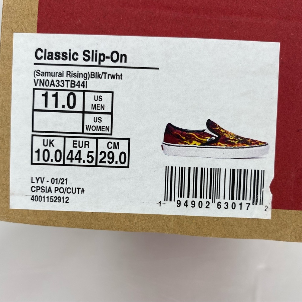 Vans Slip On Samurai Rising Sneakers Flames Skull - Picture 9 of 13